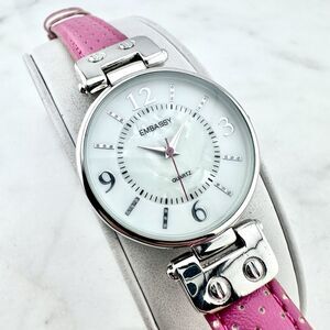 Embassy Mother of Pearl Dial, Pink Leather, Womens Watch - New Battery Installed